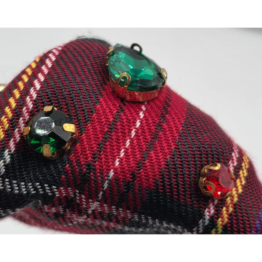 Womens Wide Hair Headbands Christmas Plaid Jeweled Dazzled Holiday Festive - Picture 7 of 8